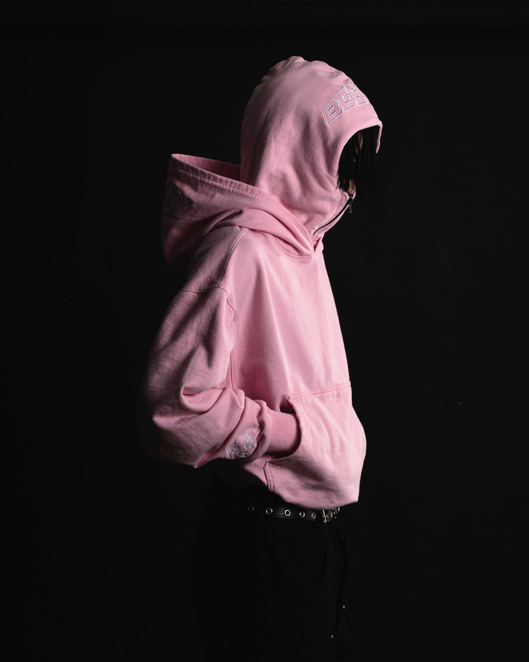 HOODIE DOUBLE CAP ROSA ( NEW) - S