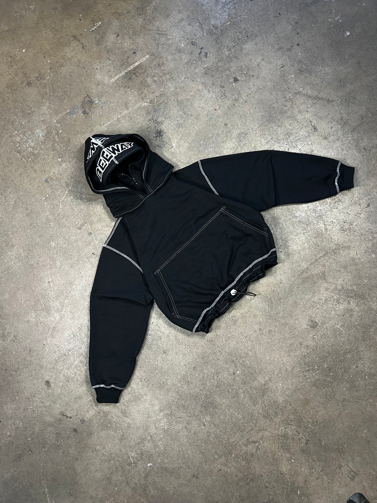 HOODIE DOUBLE CAP (WHITE SEAMS) - S