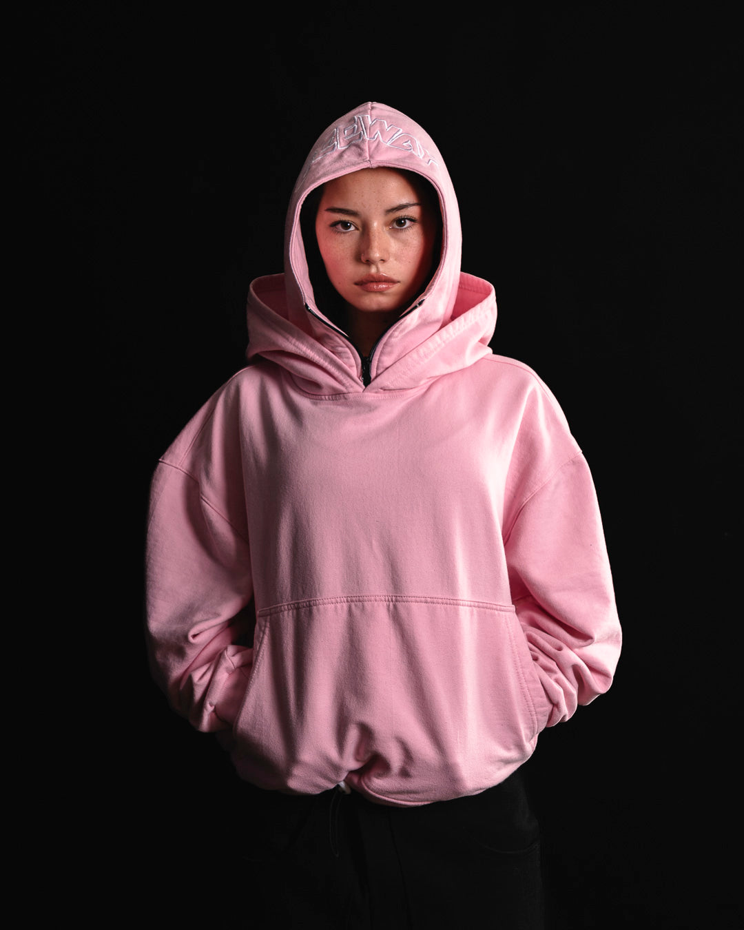 HOODIE DOUBLE CAP ROSA ( NEW)