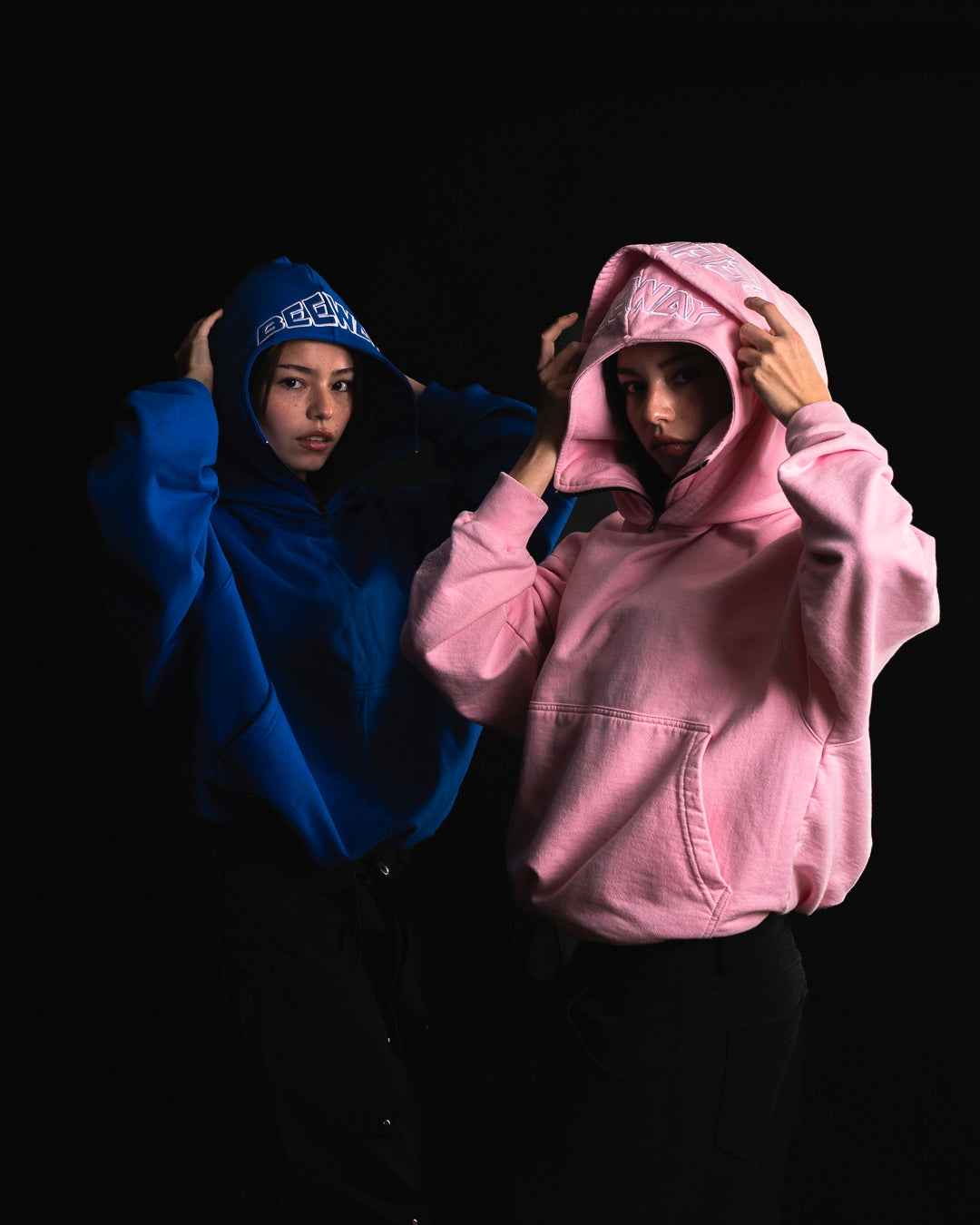 HOODIE DOUBLE CAP ROSA ( NEW)