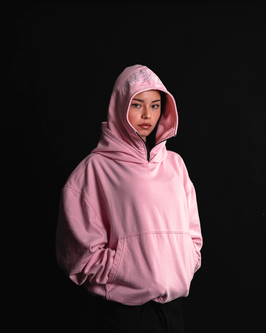 HOODIE DOUBLE CAP ROSA ( NEW)