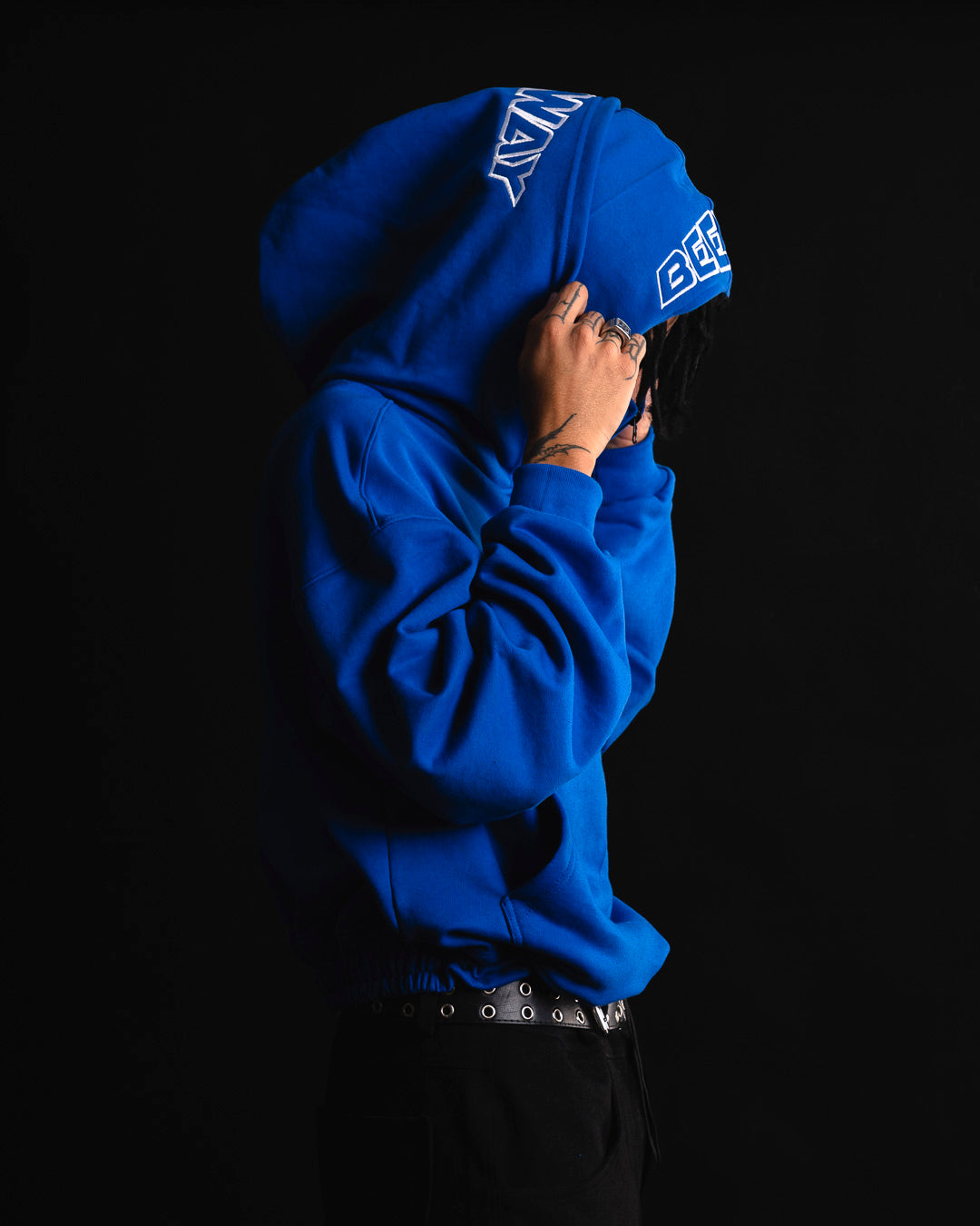 HOODIE DOUBLE CAP BLUE - S